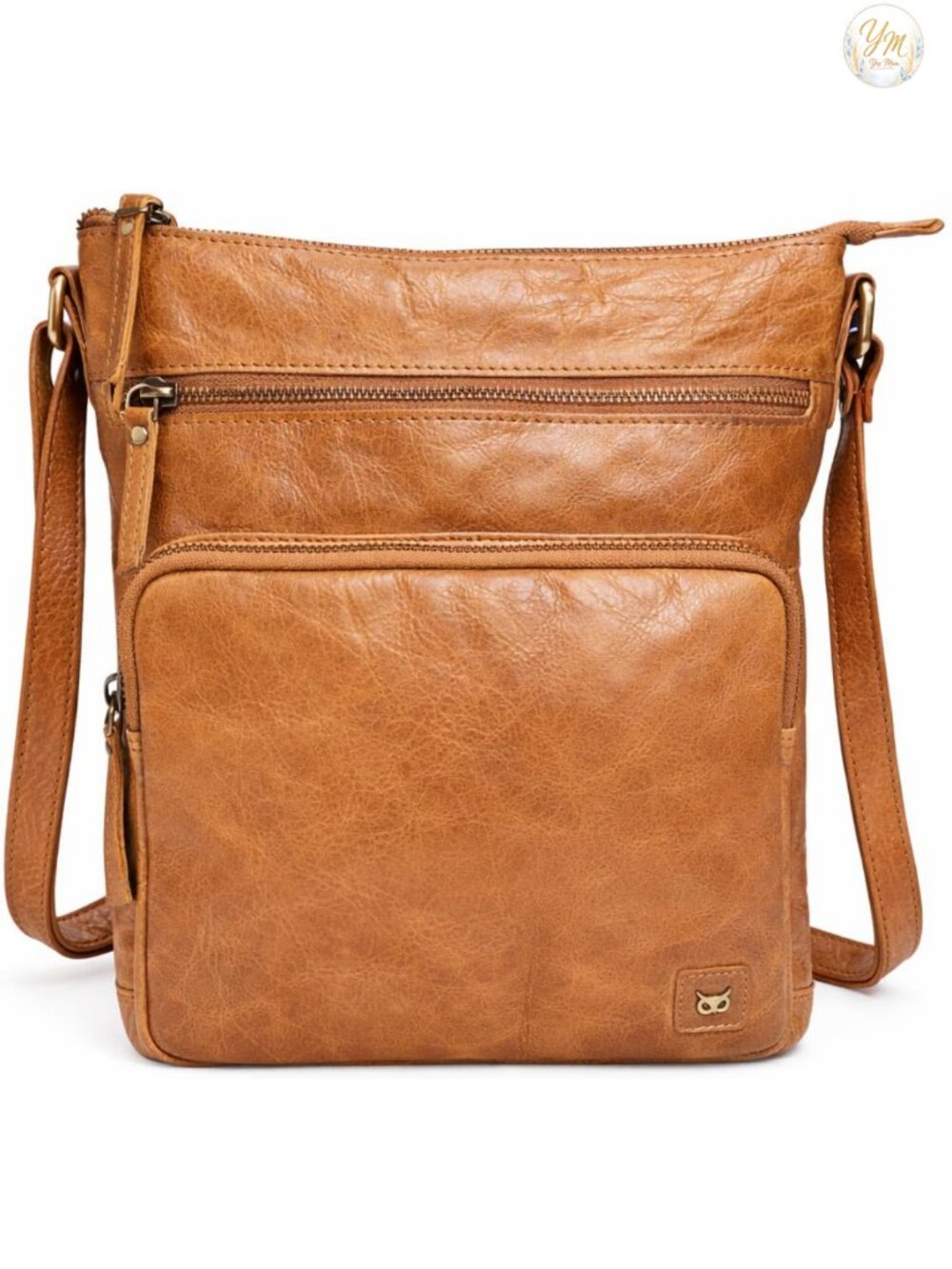 Genuine Full-Grain Cow Leather Crossbody Bag for Women Sling Shoulder Purse